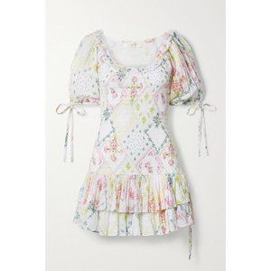 NWT: LoveShackFancy Violet Ruffle Mini Dress